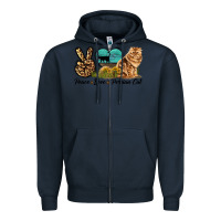 Navy Peace Love Persian Cat Zipper Hoodie - LillyAllenDesigns