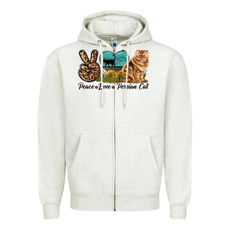Peace Love Persian Cat Zipper Hoodie by LillyAllenDesigns | Teevron