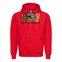 Red Peace Love Persian Cat Zipper Hoodie - LillyAllenDesigns