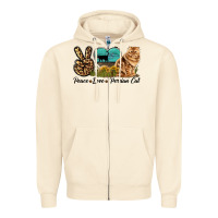 Sandshell Peace Love Persian Cat Zipper Hoodie - LillyAllenDesigns
