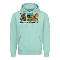 Seafoam Peace Love Persian Cat Zipper Hoodie - LillyAllenDesigns