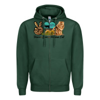 Sports Green Peace Love Persian Cat Zipper Hoodie - LillyAllenDesigns
