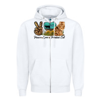 White Peace Love Persian Cat Zipper Hoodie - LillyAllenDesigns