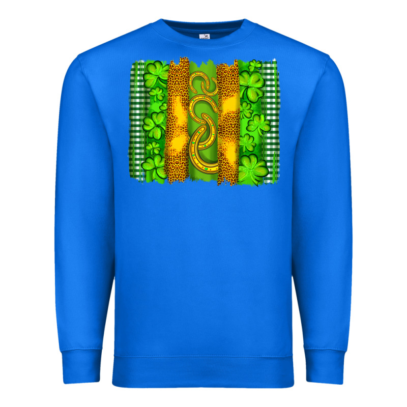 Saint Patricks Horseshoe Shamrock Leopard Glitter Brushstroke Premium Sweatshirt by Artiststas | Teevron