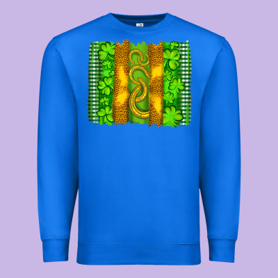 Saint Patricks Horseshoe Shamrock Leopard Glitter Brushstroke Premium Sweatshirt Designed By Artiststas