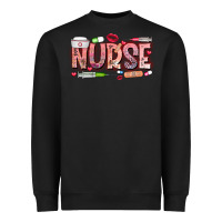 Black Nurse Valentine Heavyweight Sweatshirt - CowhideDigitalArt