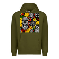 Army Green african masks colorful seamless pattern Premium Hoodie - BundleAndBundleShop