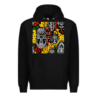 Black african masks colorful seamless pattern Premium Hoodie - BundleAndBundleShop