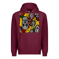 Burgundy african masks colorful seamless pattern Premium Hoodie - BundleAndBundleShop