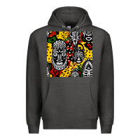 Charcoal Heather african masks colorful seamless pattern Premium Hoodie - BundleAndBundleShop