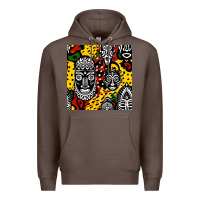 Coffee african masks colorful seamless pattern Premium Hoodie - BundleAndBundleShop
