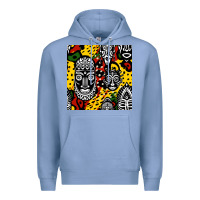 Colony Blue african masks colorful seamless pattern Premium Hoodie - BundleAndBundleShop