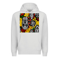 Dove Grey african masks colorful seamless pattern Premium Hoodie - BundleAndBundleShop