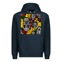 Navy african masks colorful seamless pattern Premium Hoodie - BundleAndBundleShop