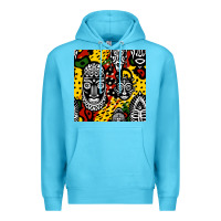 Ocean Blue african masks colorful seamless pattern Premium Hoodie - BundleAndBundleShop