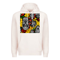 Pale Pink african masks colorful seamless pattern Premium Hoodie - BundleAndBundleShop