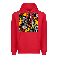 Red african masks colorful seamless pattern Premium Hoodie - BundleAndBundleShop