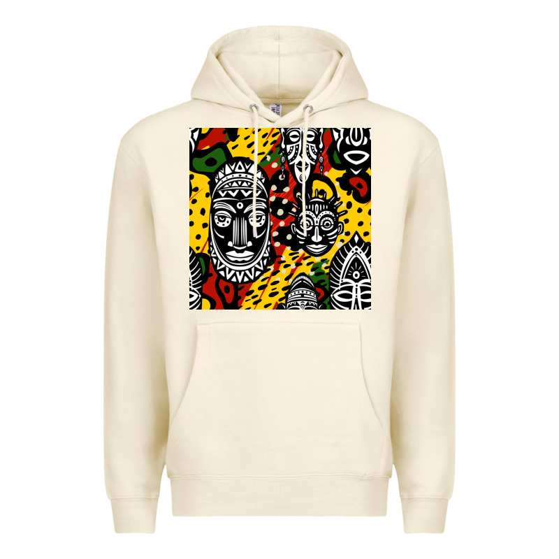 African Masks Colorful Seamless Pattern Premium Hoodie by BundleAndBundleShop | Teevron