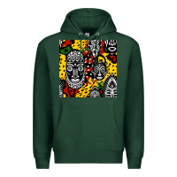 Sports Green african masks colorful seamless pattern Premium Hoodie - BundleAndBundleShop