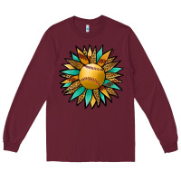 Burgundy Softball Sunflower Long Sleeve Tee - Jasminsmagicworld