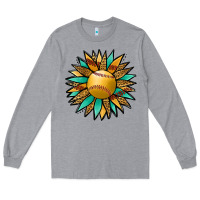 Heather Grey Softball Sunflower Long Sleeve Tee - Jasminsmagicworld