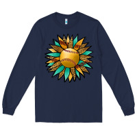 Navy Softball Sunflower Long Sleeve Tee - Jasminsmagicworld
