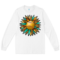 White Softball Sunflower Long Sleeve Tee - Jasminsmagicworld