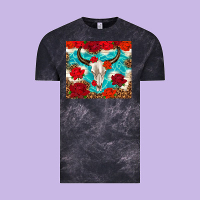 Bull Skull Rose Vintage Tee Designed By Tumblerdesignbyshophia
