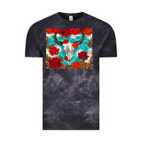 Cloud Black bull skull rose Vintage Tee - TumblerDesignByShophia