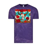 Cloud Purple bull skull rose Vintage Tee - TumblerDesignByShophia