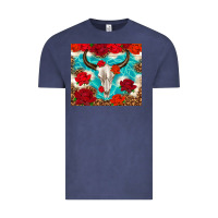 Vintage Denim bull skull rose Vintage Tee - TumblerDesignByShophia