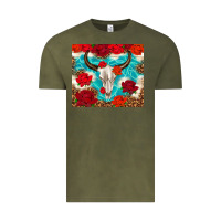 Vintage Olive bull skull rose Vintage Tee - TumblerDesignByShophia