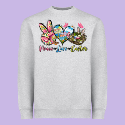 Peace Love Easter Heavyweight Sweatshirt Designed By Lillyallendesigns