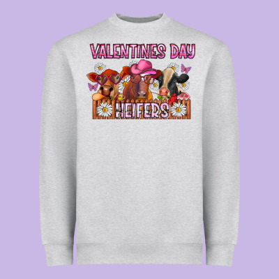 Valentines Day Heifers Heavyweight Sweatshirt Designed By Cowhidedigitalart