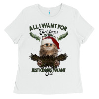 White All I Want For Christmas Is You Just Kidding I Want Cats Ladies Tee - Bettercallsaul