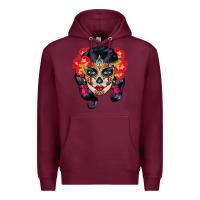 Burgundy sugar skull Premium Hoodie - BundleAndBundleShop