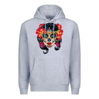 Heather Grey sugar skull Premium Hoodie - BundleAndBundleShop
