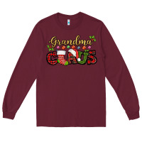Burgundy Grandma claus with christmas gift sock mother's Long Sleeve Tee - HowdyJamesFarm