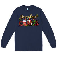 Navy Grandma claus with christmas gift sock mother's Long Sleeve Tee - HowdyJamesFarm