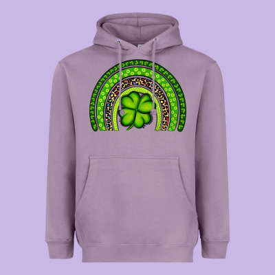 St. Patrick's Day Shamrock Rainbow Heavyweight Hoodie Designed By Artiststas