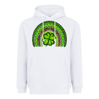 White St. Patrick's Day Shamrock Rainbow Heavyweight Hoodie - Artiststas
