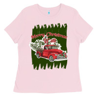 Bubblegum Pink merry christmas y'all truck Ladies Tee - Bettercallsaul