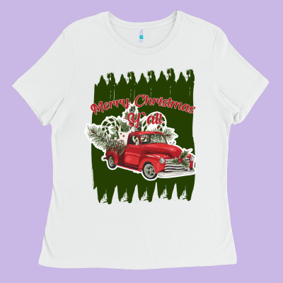 Merry Christmas Y'all Truck Ladies Tee Designed By Bettercallsaul
