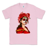 Bubblegum Pink Sugar skull girl Classic Tee - NancyCooperArtShop