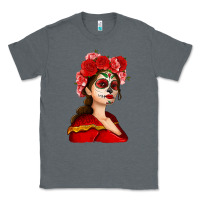 Charcoal Heather Sugar skull girl Classic Tee - NancyCooperArtShop