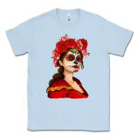 Dusty Blue Sugar skull girl Classic Tee - NancyCooperArtShop