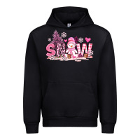 Black pink snowman and snow Urban Hoodie - AdoDesignShop