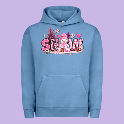 Pink Snowman And Snow Urban Hoodie Designed By Adodesignshop