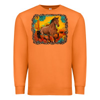 Carrot horse with sunflowers turquoise gemstone western sunset leopard backgr Premium Sweatshirt - Artiststas