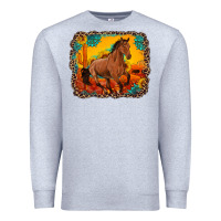 Heather Grey horse with sunflowers turquoise gemstone western sunset leopard backgr Premium Sweatshirt - Artiststas
